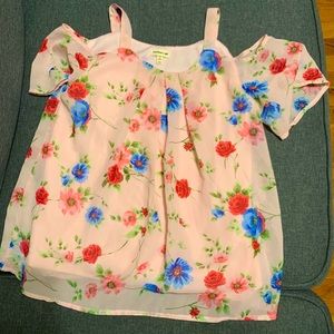 Girls pink off shoulder top size 12(L)